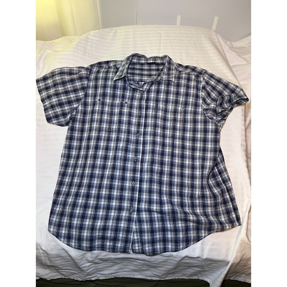 Route 66 Women’s Blue Plaid Button Front Shirt Short Sleeve Size 24W